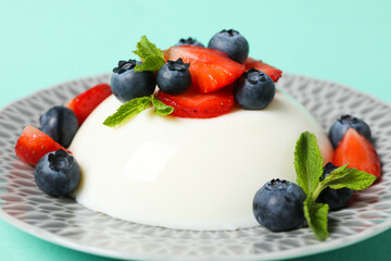 Delicious and sweet dessert - Panna Cotta, composition for tasty dessert concept
