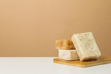 Soap - spa, beauty procedures and skin care concept, space for text