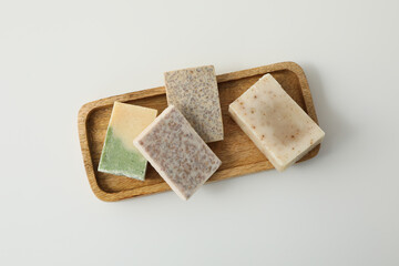 Soap - spa, beauty procedures and skin care concept, top view