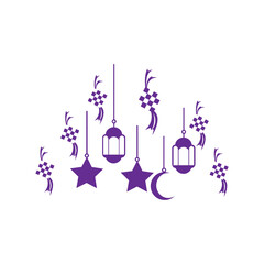 moon lantern star ketupat abstract logo eid decoration vector illustration