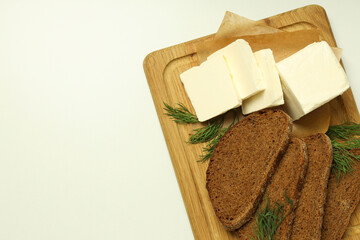 Concept of breakfast, eat food with butter, space for text