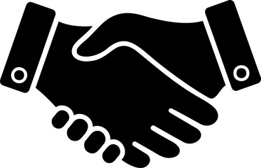 Flat vector icon of a handshake of two hands as a concept of insight, support and partnership