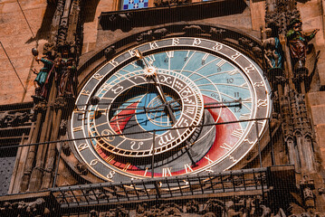 Fototapeta na wymiar The medieval astronomical clock in the Old Town square in Prague, Czechia