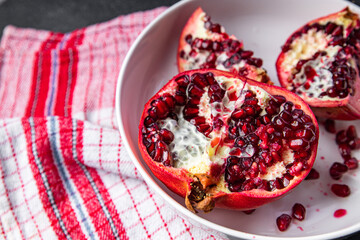 pomegranate fruit fresh food snack on the table copy space food background rustic top view 