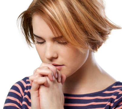 Portrait of a young woman praying - Powered by Adobe