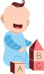 Baby illustration, cute baby, baby boy, baby cartoon, baby clipart, toddler