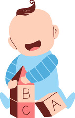 Baby illustration, cute baby, baby boy, baby cartoon, baby clipart, toddler