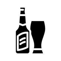 beer glass bottle glyph icon vector illustration