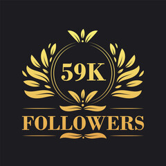 Obraz premium 59K Followers celebration design. Luxurious 59K Followers logo for social media followers