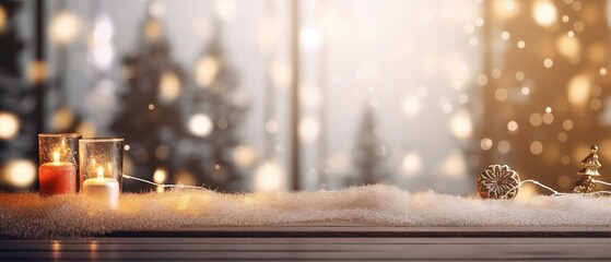 Serene Festive Decor Mockup with Snowy Christmas Tree - Generative ai