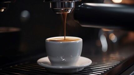 Espresso Pouring from Coffee Machine - Generative ai