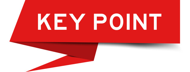 Red color speech banner with word key point on white background