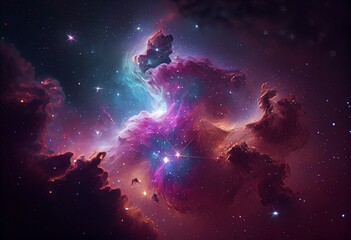 Fototapeta na wymiar Glittering stars in a nebula. Generative AI