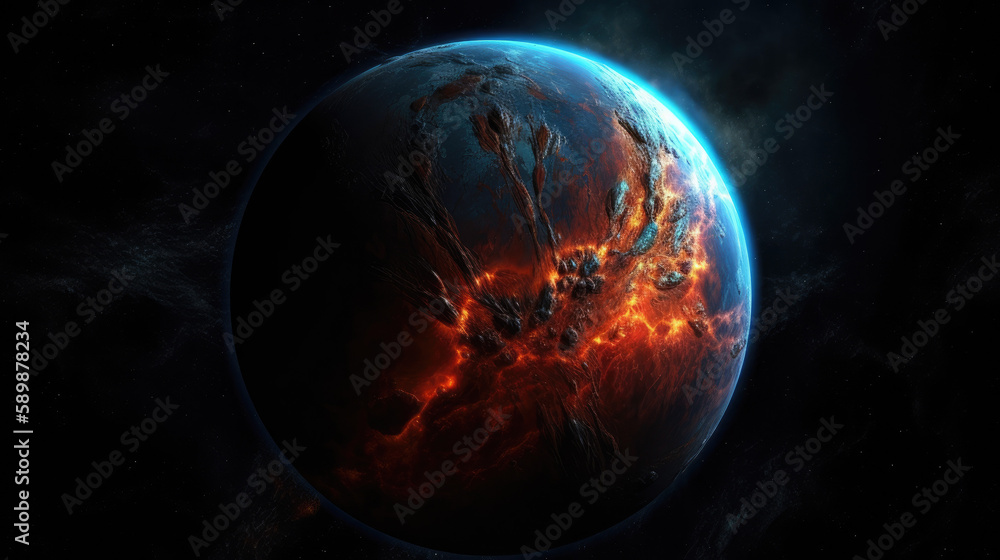 Wall mural deep space exploration - planet - by generative ai
