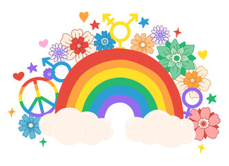 LGBT peace love rainbow collection composition