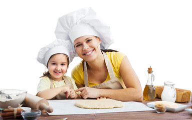 Mother and daughter cookings