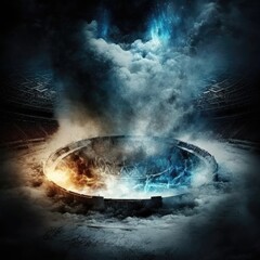 Torn Arena: A Battle Between Fire and Ice - obrazy, fototapety, plakaty