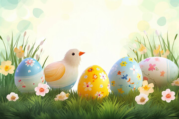 Easter illustration with colorful eggs