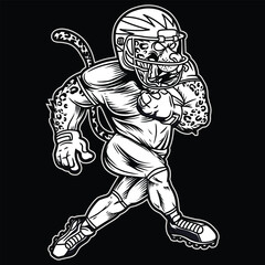 Chetaah Mascot American Football Black and White Illustration