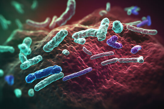 3d Illustration bacteria, generative AI