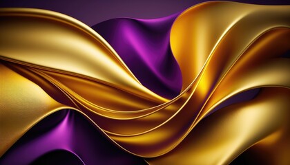 3D Wave in Bright Gold and Purple: A Striking Abstract Background