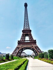 Tianducheng, China is suburb of Hangzhou, Zhejiang Province Eiffle Tower is a life size replica of Paris, France.