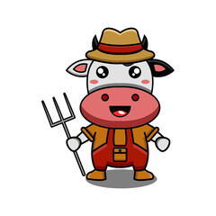 cute vector illustration of a farmer's cow