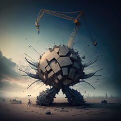 Construction of Life: A Striking Visual Depiction of Growth and Progress - obrazy, fototapety, plakaty