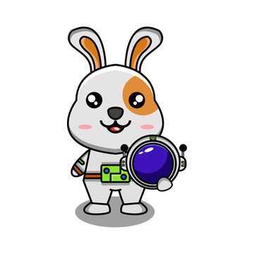 cute vector illustration of astronaut bunny