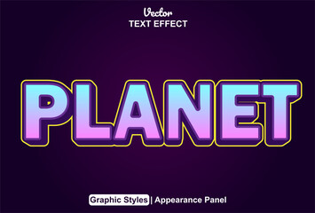 planet text effect with blue color graphic style and editable.