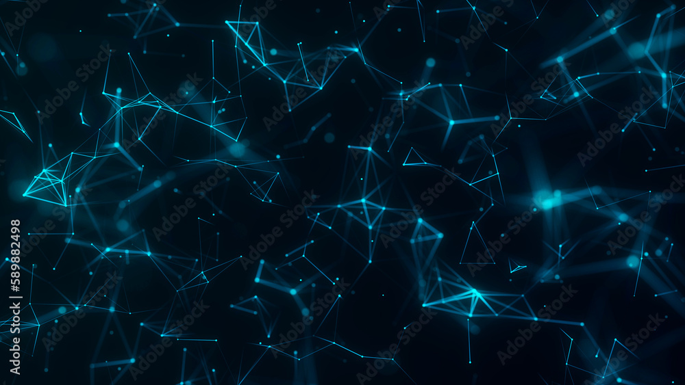 Aufkleber abstract background with connecting dots and lines. network connection structure. plexus effect. 3d