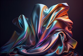 Obraz na płótnie Canvas Elegant, smooth & holographic cloth. Gorgeous abstract art backdrop perfect for fashion. Generative AI
