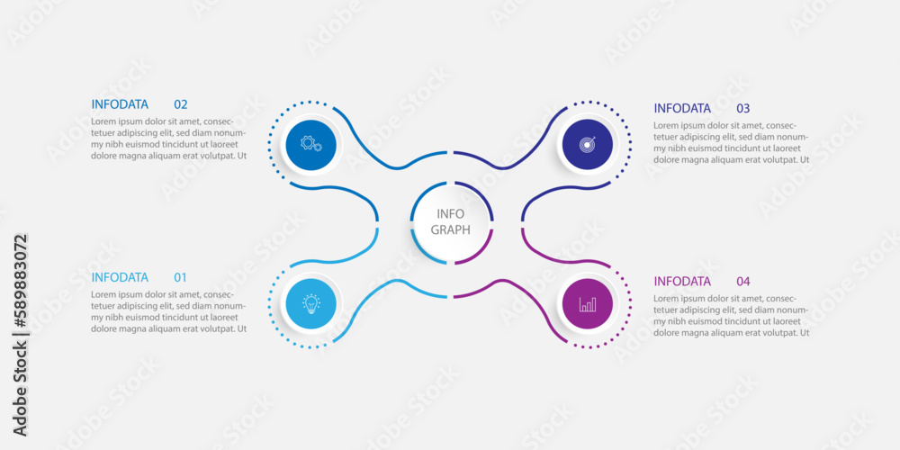 Poster minimal design infographic template vector. 4 process circle concept.