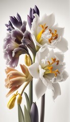 Artistic Close-Up of Hyacinth and Daffodil Blooms: A Captivating Display of Nature's Beauty