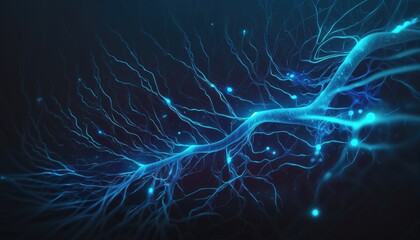 Abstract Glowing Dark Wallpaper of Connected Presheaf Neuron Cells