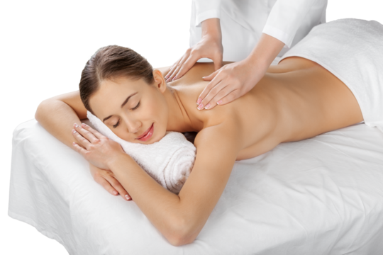 Beautiful young woman relaxing with hand massage at beauty spa