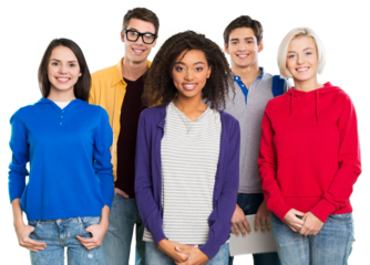 Group of students  isolated over a white background