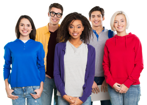 Group of students  isolated over a white background