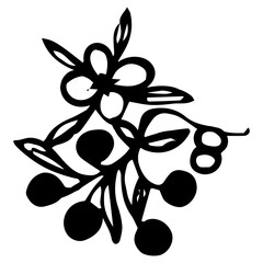 Cute single hand drawn floral elements. Doodle vector illustration for wedding design, logo and greeting card.