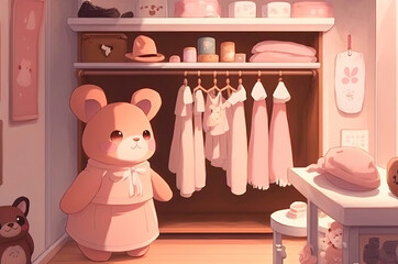 Toy store game scenes pink arrangement