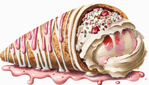 Cannoli Delight: Pink Cream Filling and White Frosted Drizzle