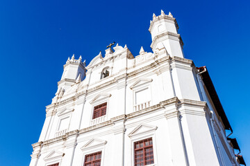 Facade of Catholic Church of St. Francis of Assisi in Goa Velha, Goa, India, Asia