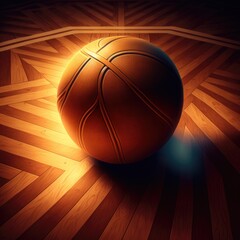 Realistic Hot Color Wooden Floor Basketball Court with Cinema Lighting