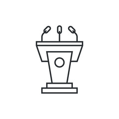 Speaker icon in flat style. Conference podium vector illustration on isolated background. Public speech sign business concept.