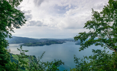 Fototapeta na wymiar The Lake of Four Cantons near Lucerne, seen from the Buergenstock peak