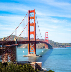 Golden Gate Bridge from above Fort Point near the visitors center. San Francisco, California, USA.