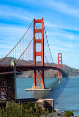 Golden Gate Bridge from above Fort Point near the visitors center. San Francisco, California, USA.