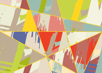 Abstract collage asymmetric pattern. Digital freehand art, grunge texture. Vector patchwork quilt background. Decorative elements, brush strokes ornament for flyer, poster, cover, textile fabric print