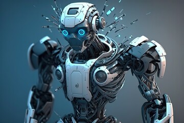 Obraz na płótnie Canvas 3d_rendering_ai_robot_think_or_computer, generative AI