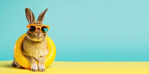 Fototapeta na wymiar rabbit summer holiday, with generative ai